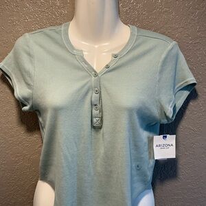 Arizona Jean Company Women's Mint Green Button-Up Bodysuit